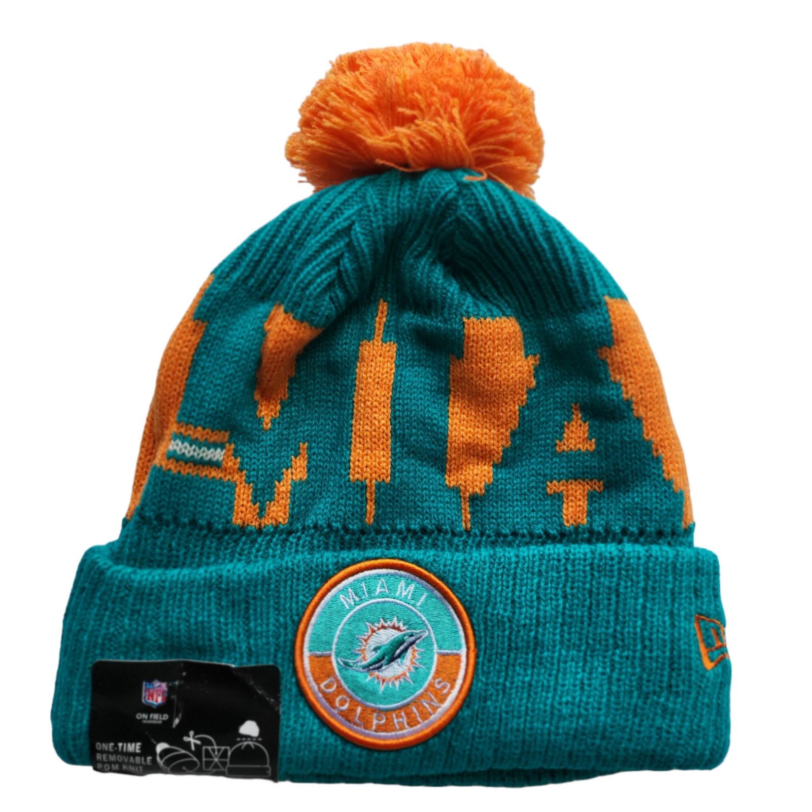 Other NWT Miami Dolphins Sports Knit Pom Beanie Fleece Lining Size ONE SIZE - 2 Thumbnail