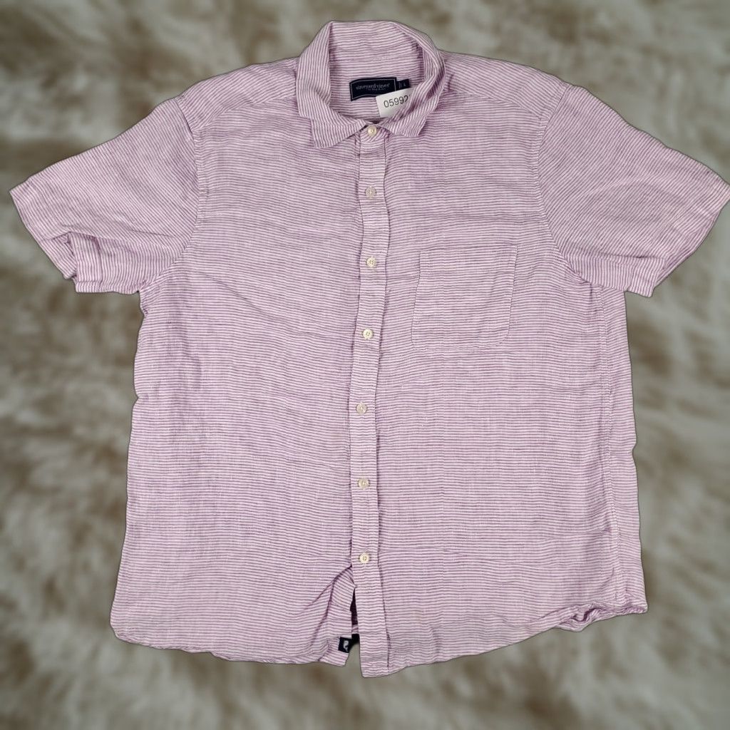 Vineyard Vines Vineyard Vines Shirt Mens Large Purple Linen Casual Button Up Short Sleeve * Size US L / EU 52-54 / 3 - 1 Thumbnail