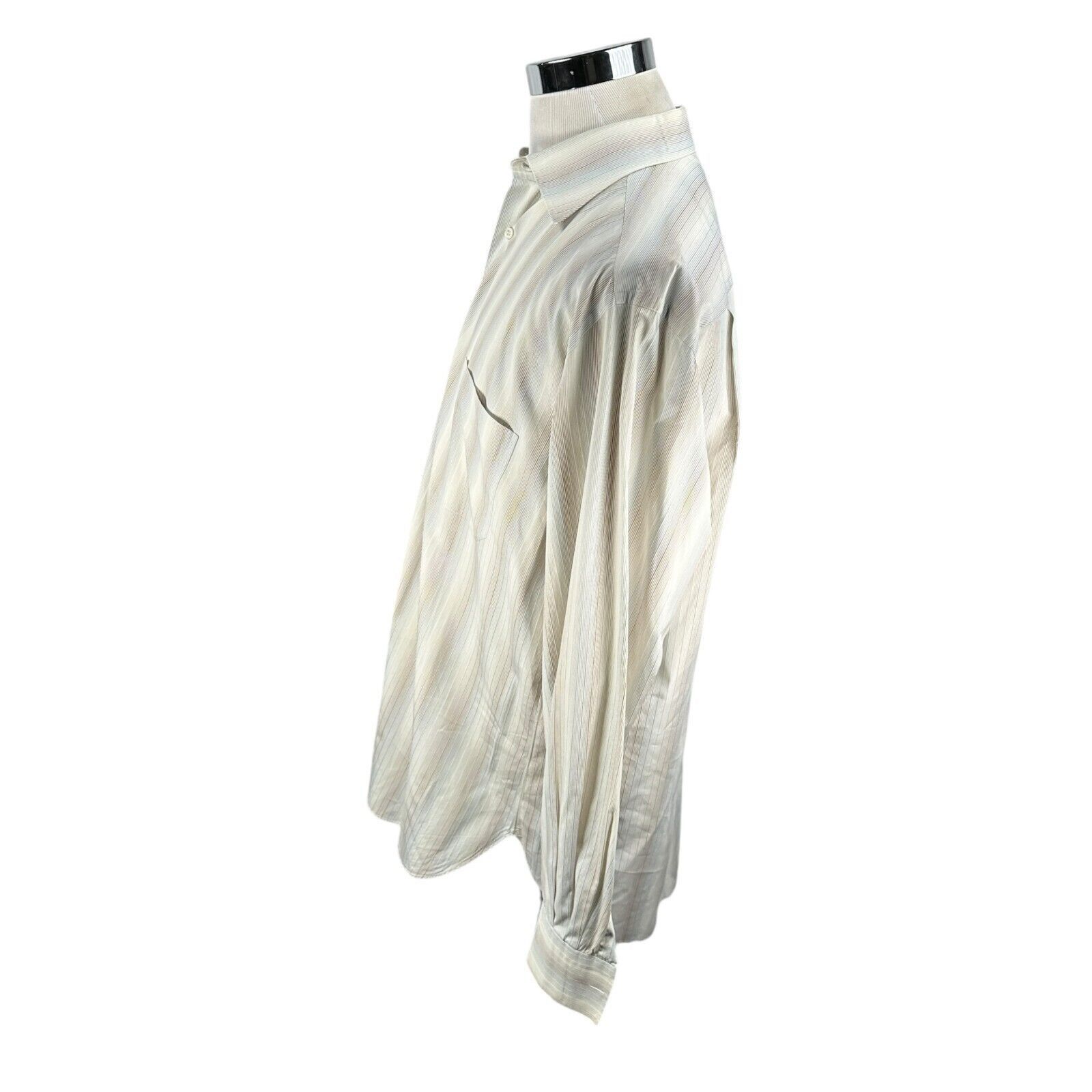 The Unbranded Brand Marol Bolgna Dress Shirt Mens 43 17 Cream Blue Brown Striped Size US L / EU 52-54 / 3 - 4 Thumbnail