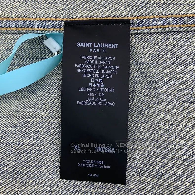 Saint Laurent Paris Saint Laurent Paris Blue Logo Embroidered Washed Distresse Size US XL / EU 56 / 4 - 6 Thumbnail