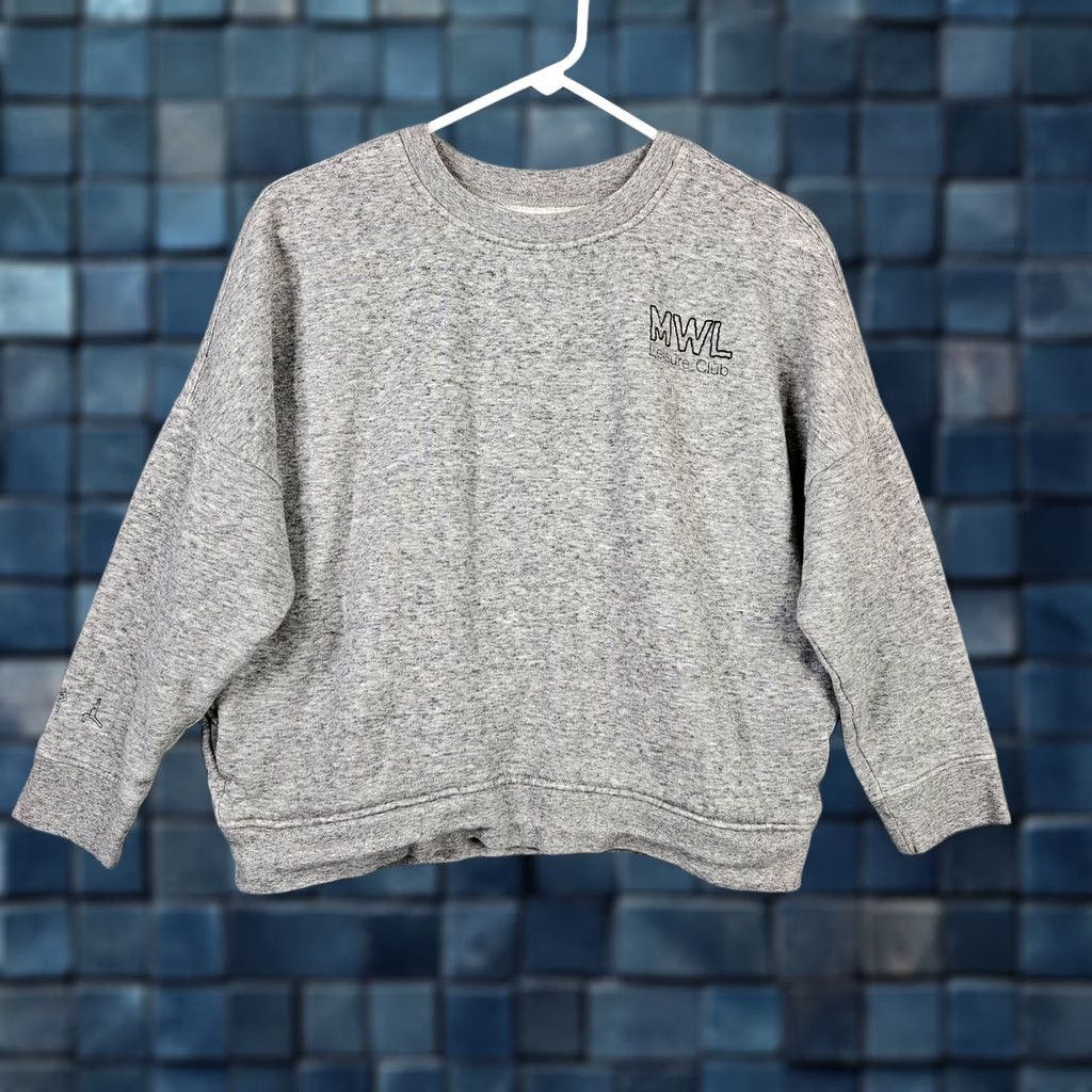 Madewell MWL Madewell Leisure Club Logo Printed Cropped Gray Sweatshirt XS Women Sweatshirt, Logo, All Seasons, Cotton Polyester, Fleece, Pullover, Crew Neck Size XS / US 0-2 / IT 36-38 - 1 Thumbnail