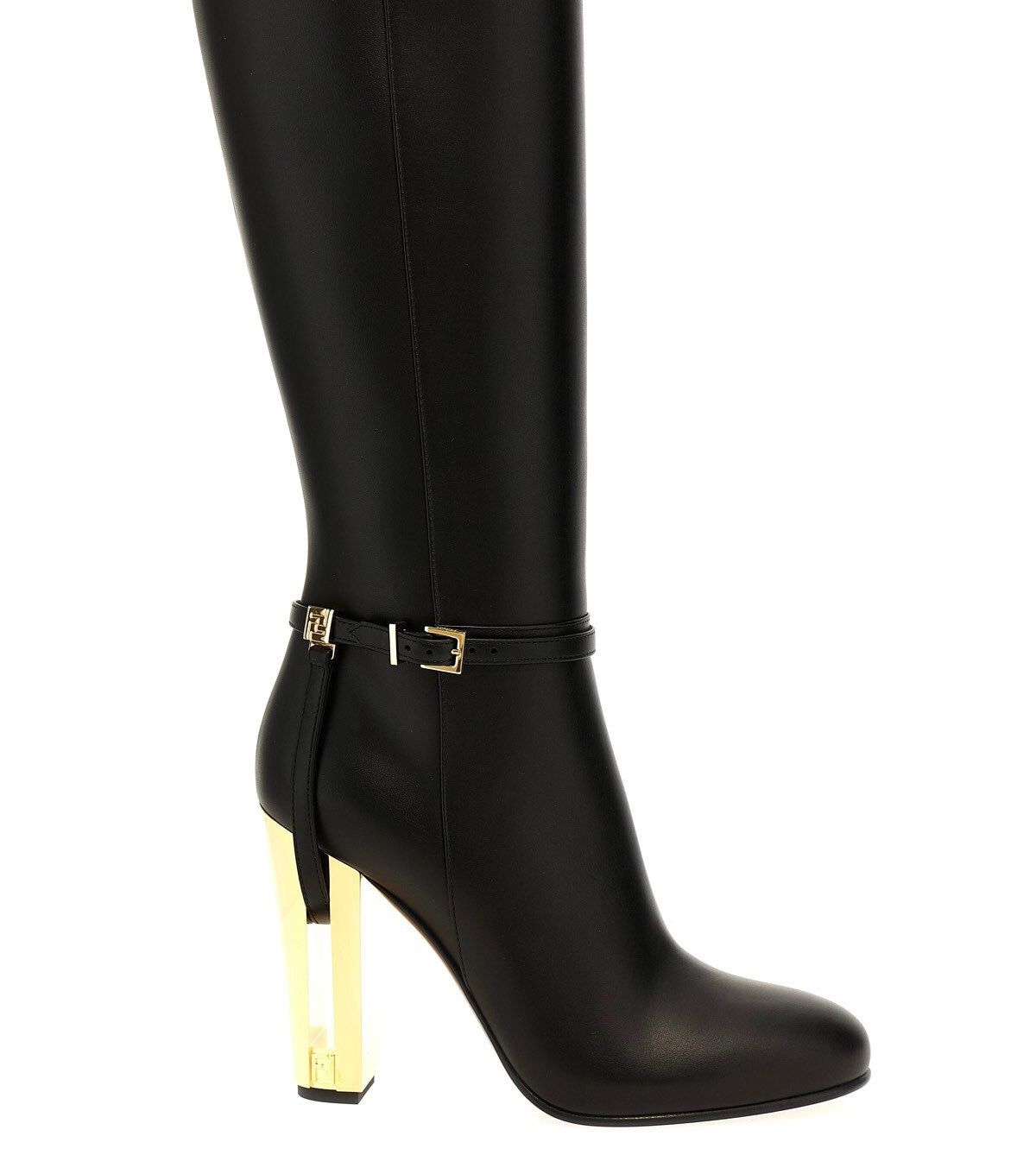 image of Fendi Delfina Leather Boots Size 40 in Black, Women's