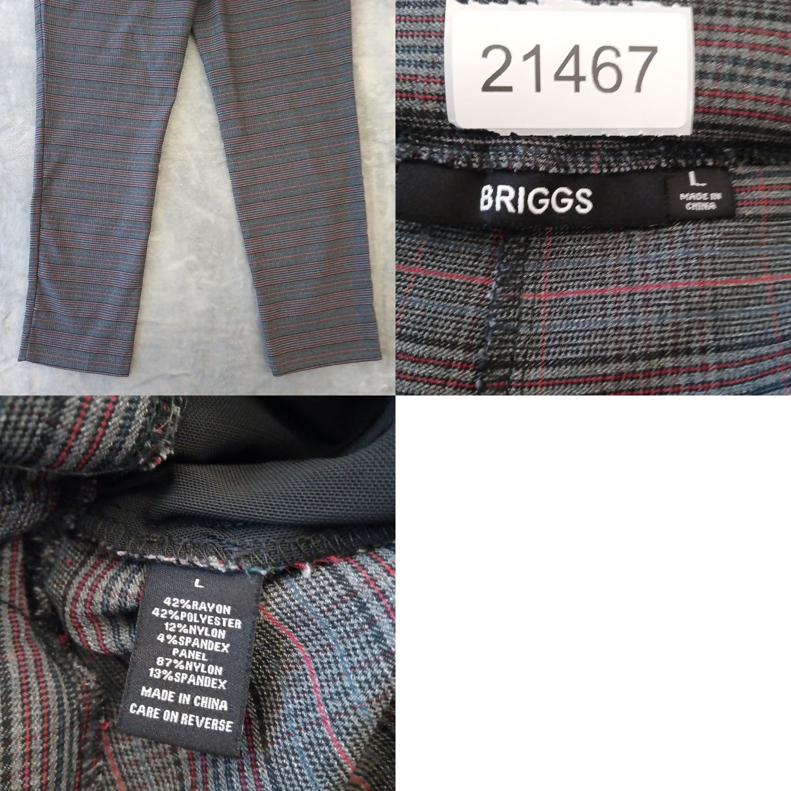 Vintage Briggs New York Dress Pants Womens Large Gray Pink Plaid Pull On Stretch 34x29 High Rise Size 36" / US 14 / IT 50 - 8 Thumbnail