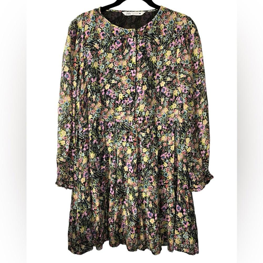 Zara Zara l Floral Long Sleeve Tunic Dress Small Size S / US 4 / IT 40 - 3 Thumbnail
