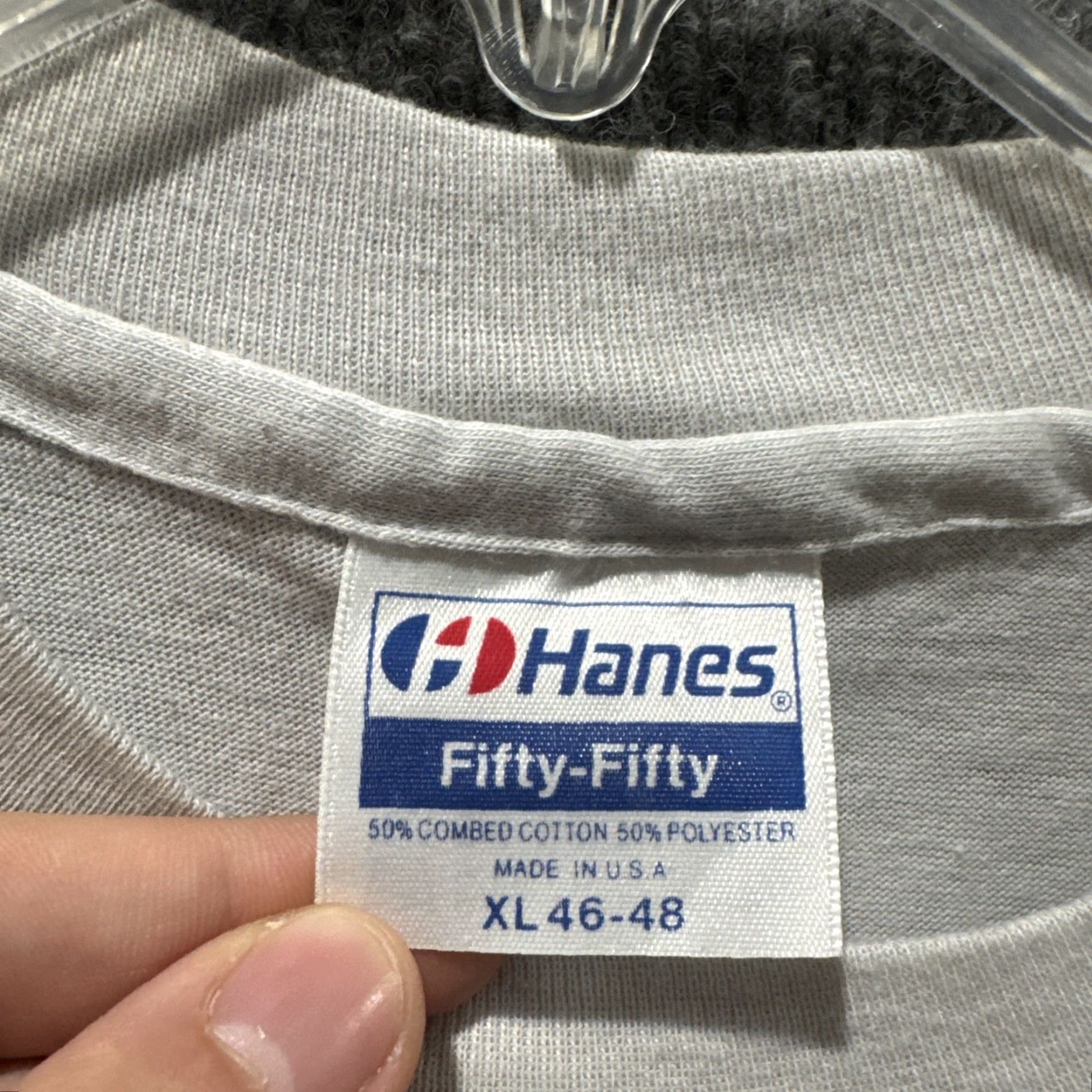 Hanes VINTAGE 80s LOST IN THE 50s Car Enthusiast Gray Short Sleeve T-Shirt STAINED Hanes XL Mens Size US XL / EU 56 / 4 - 7 Thumbnail