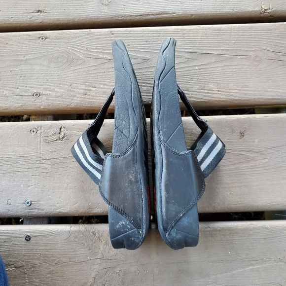 FitFlop Walkstar Black Leather Nylon Flip Flop Sandals 9
