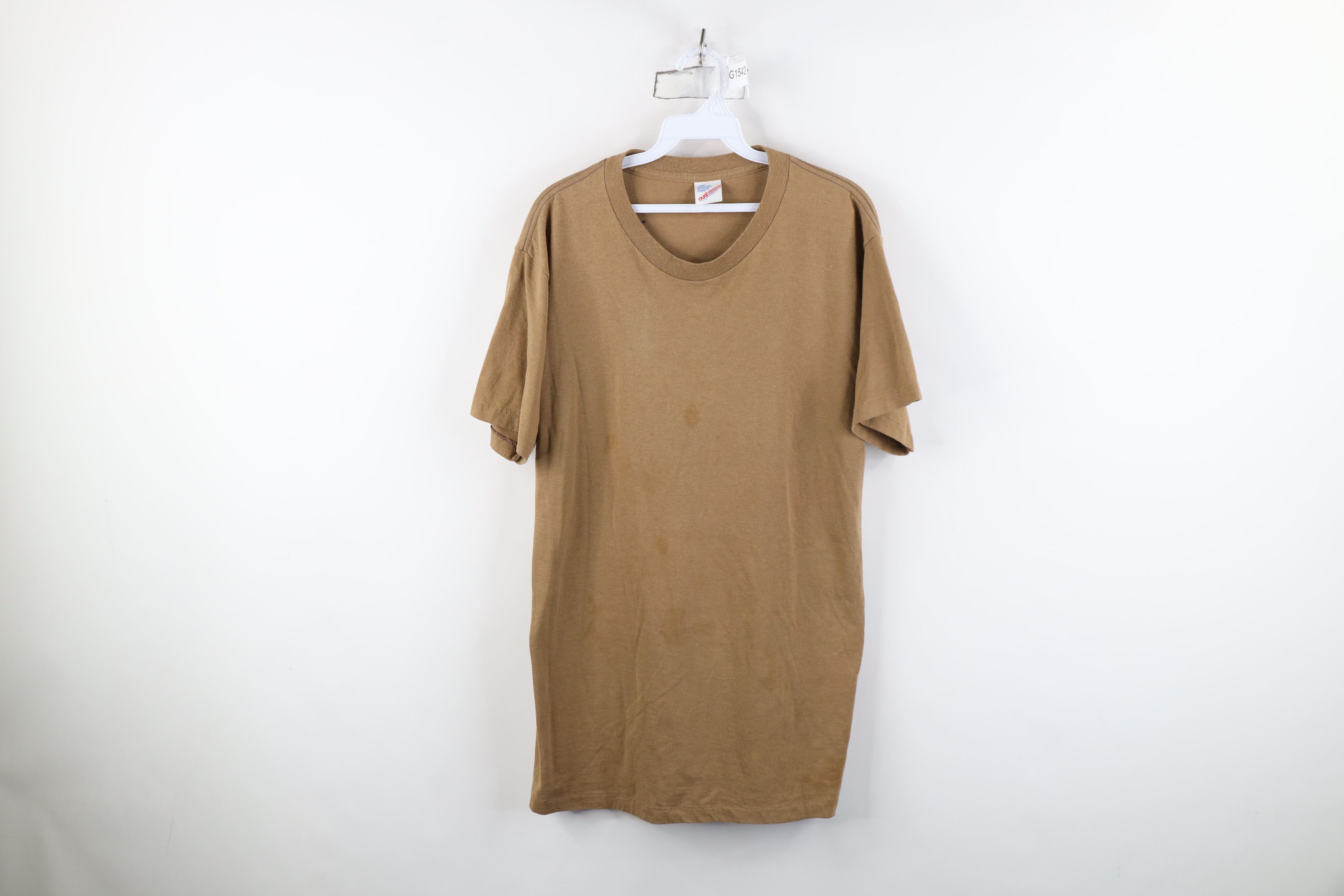 Vintage Vintage 70s Streetwear Blank Short Sleeve T-Shirt Brown USA Size US L / EU 52-54 / 3 - 1 Thumbnail