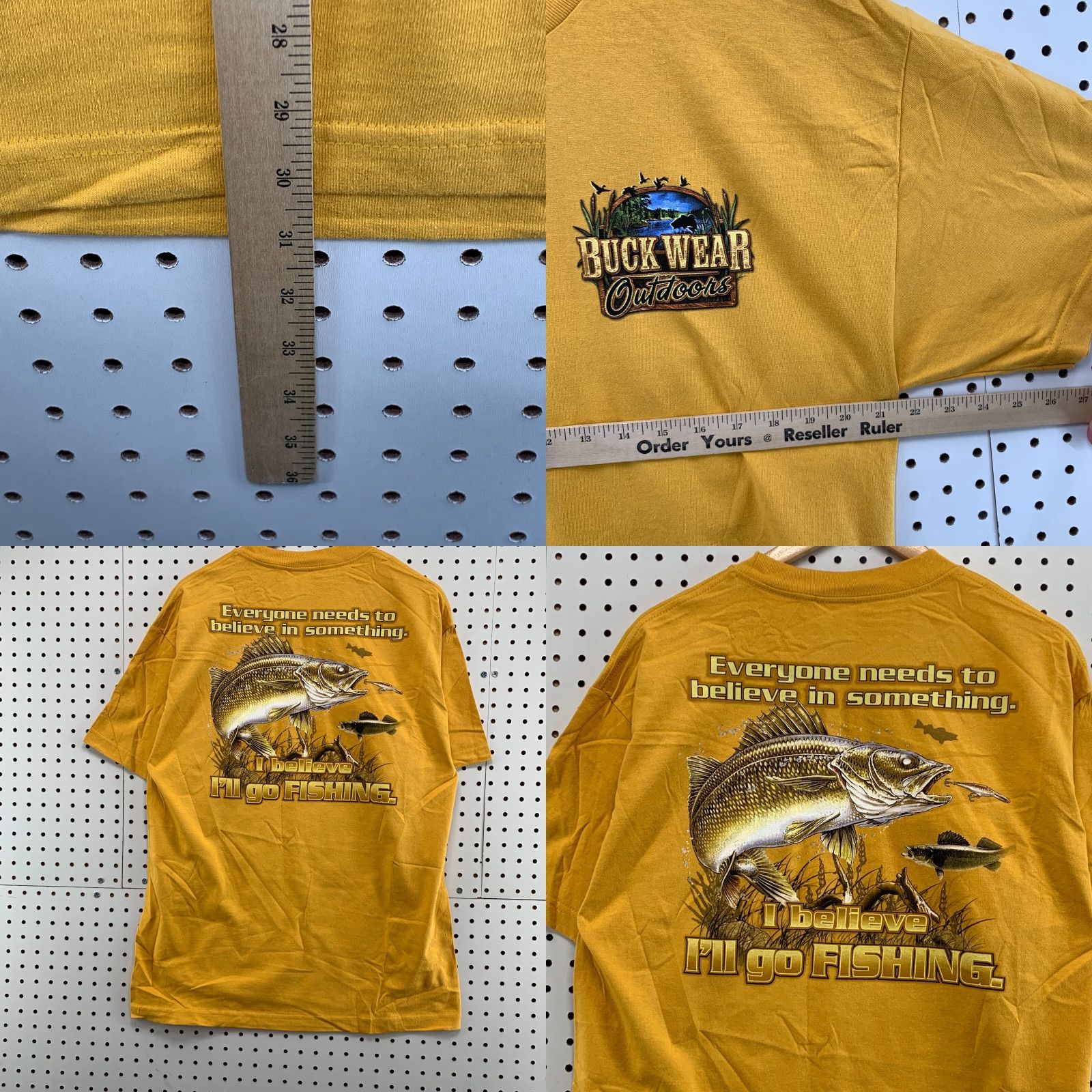 Vintage Buck Wear Outdoors Shirt Yellow Adult Large Fishing Graphic Short Sleeve Size US L / EU 52-54 / 3 - 11 Thumbnail