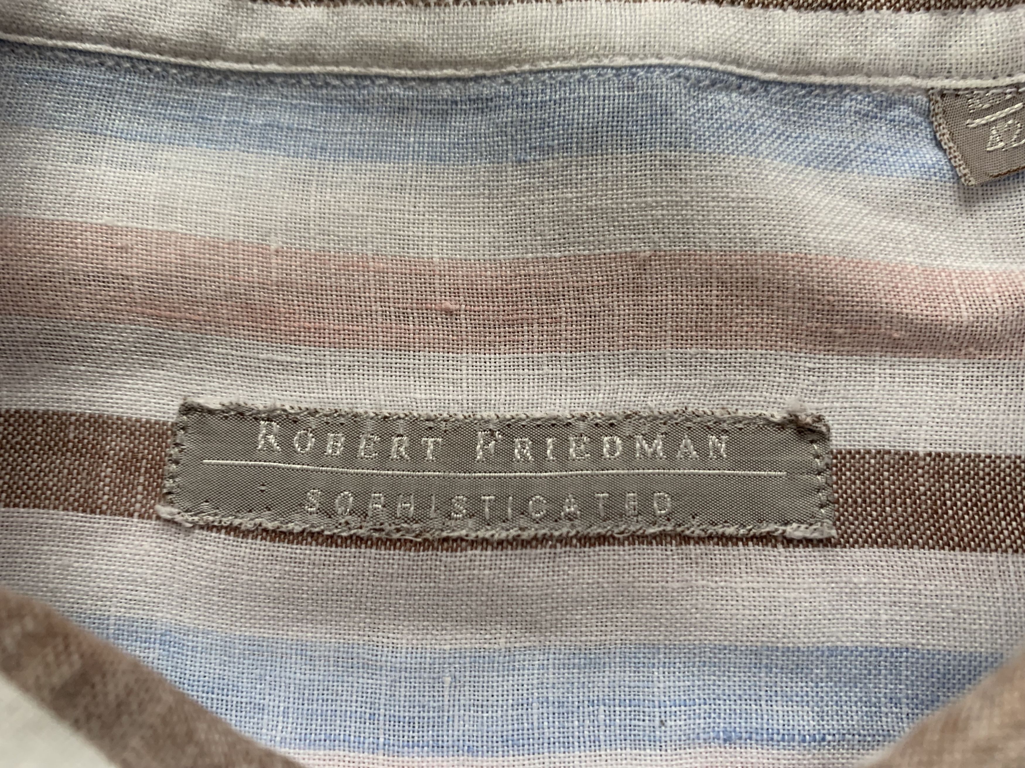 Hugo Boss Robert Friedman Linen Stripe Long Sleeve Shirt Size US L / EU 52-54 / 3 - 5 Thumbnail