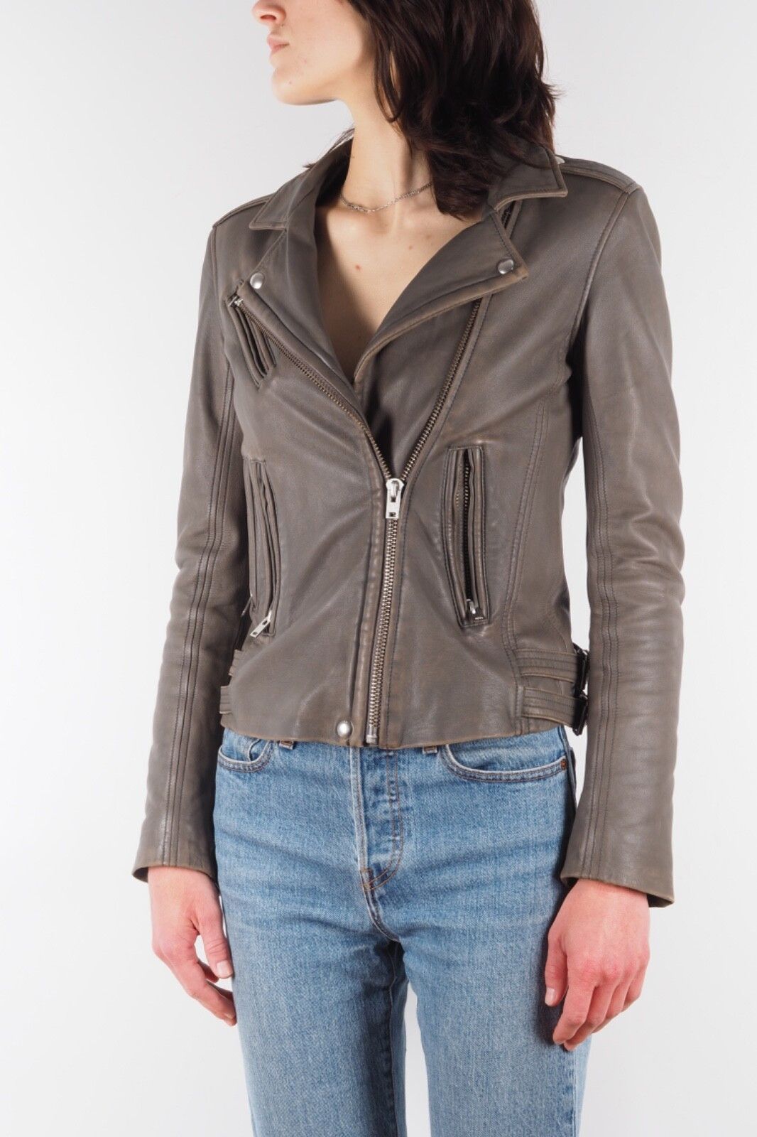 Iro IRO Han Faded Lambskin Leather Biker Jacket Size S / US 4 / IT 40 - 3 Thumbnail