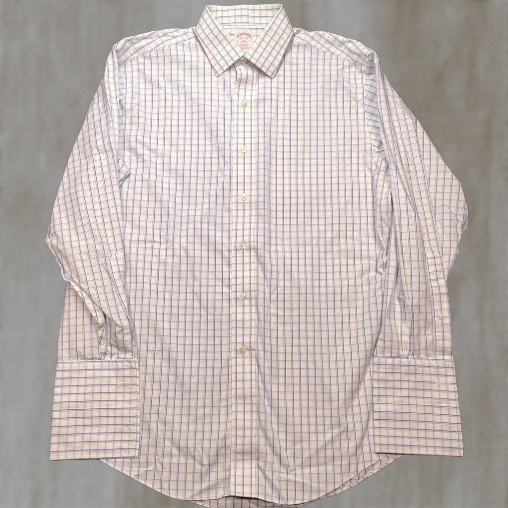 Brooks Brothers Brooks Brothers Shirt Mens Medium 15.5 33 White Blue Check Non-Iron Long Sleeve Button-Up Dress Shirt Regular Fit Collared Size US M / EU 48-50 / 2 - 1 Thumbnail