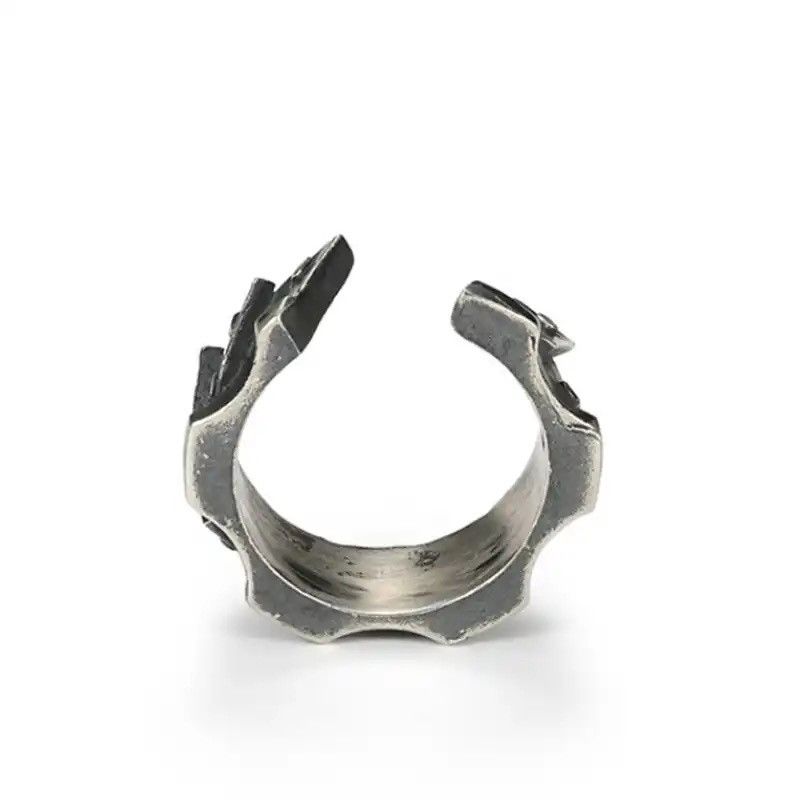 Jewelry × Vintage Retro Machine Gear Pattern Index Finger Opening Size Ring Size ONE SIZE - 4 Thumbnail