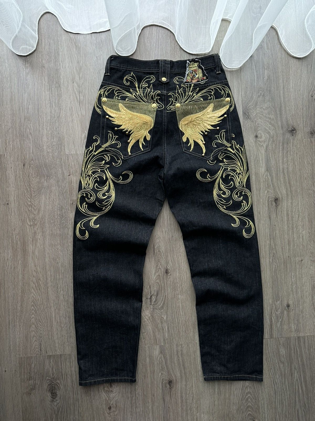 image of Vintage Ed Hardy Christian Audigier Wings Style Pants in Black, Men's (Size 30)