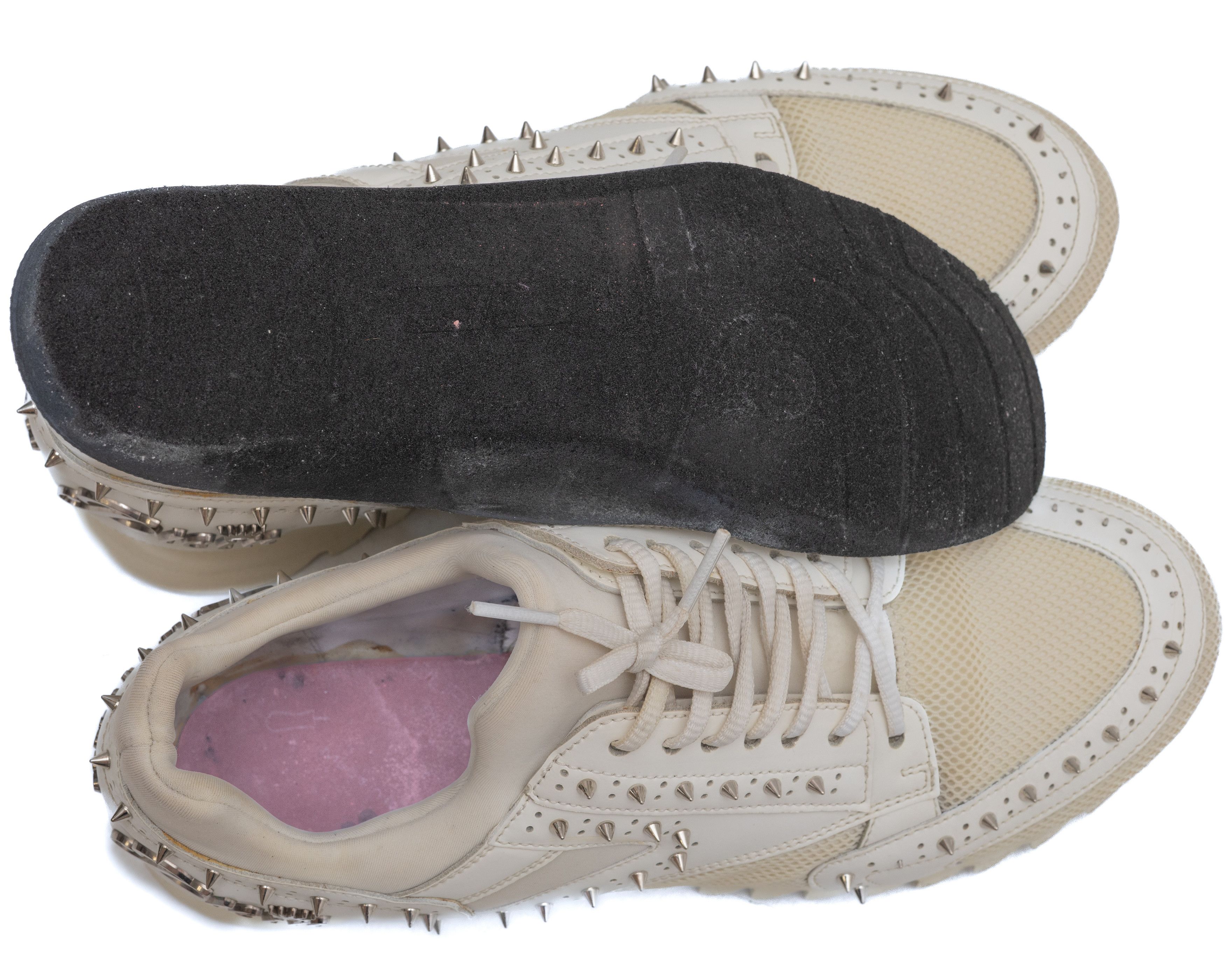 Philipp Plein PHILIPP PLEIN White Leather / Mesh Spiked Sneakers Size US 7 / EU 40 - 9 Thumbnail