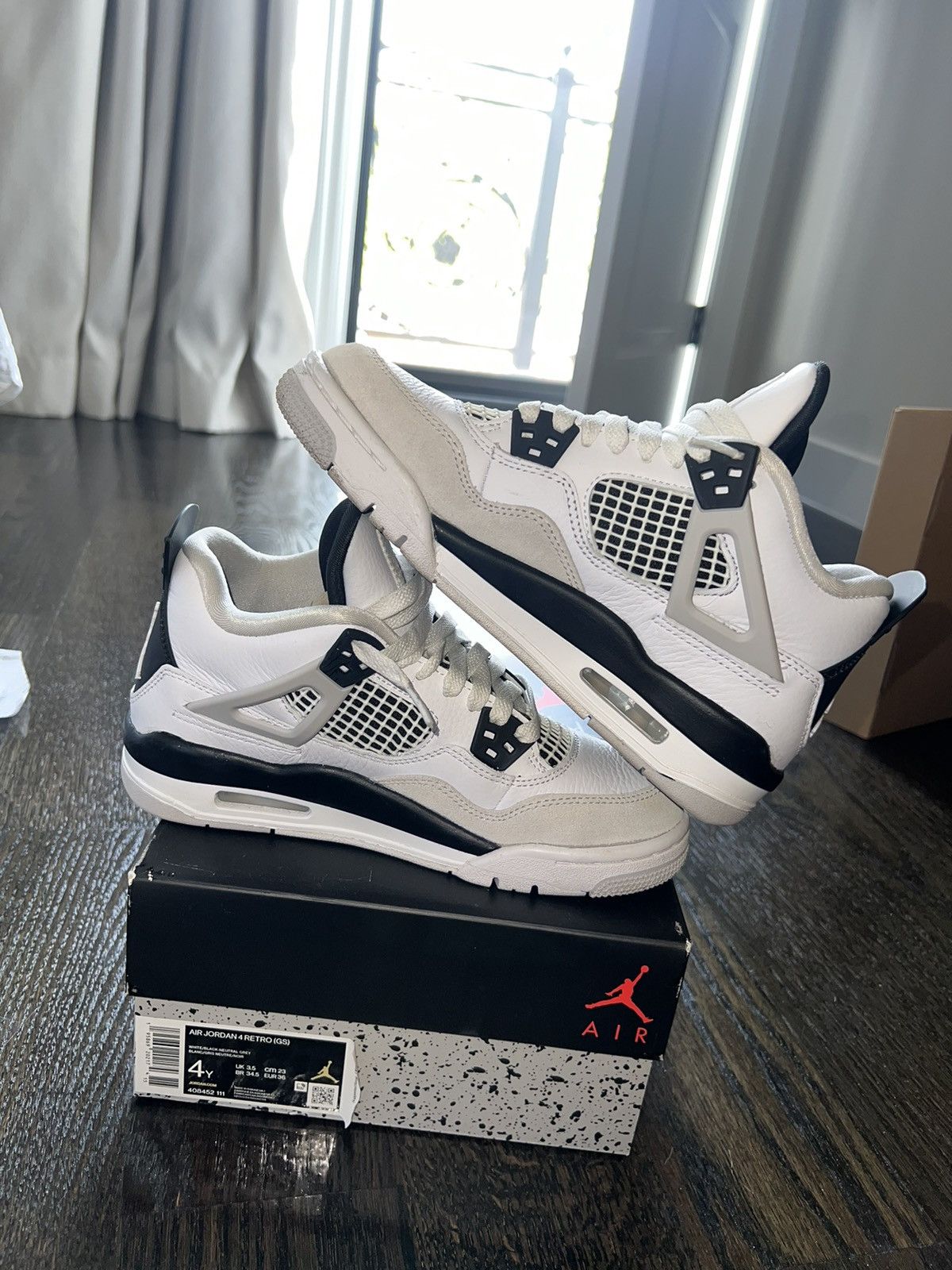 Jordan Brand × Nike Military Black Jordan 4 Retro Size 4Y Size US 5.5 / IT 35.5 - 11 Thumbnail