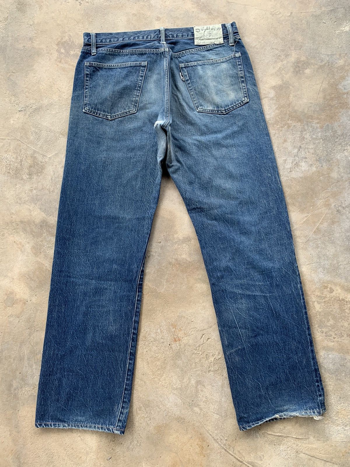 Japanese Brand vintage Okura Hr Market Selvedge Distressed denim Size US 34 / EU 50 - 2 Thumbnail