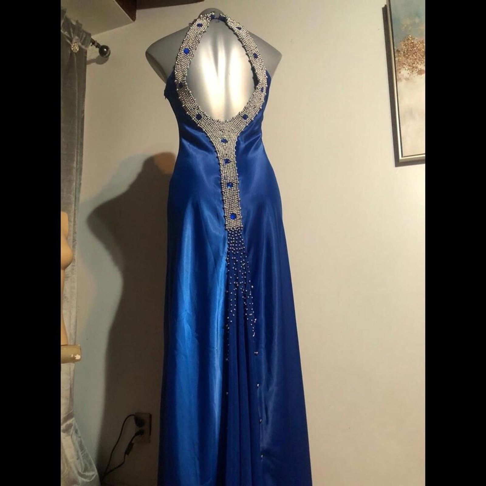 Other Blue silky smooth halter gown dress with back beading Size S / US 4 / IT 40 - 7 Thumbnail