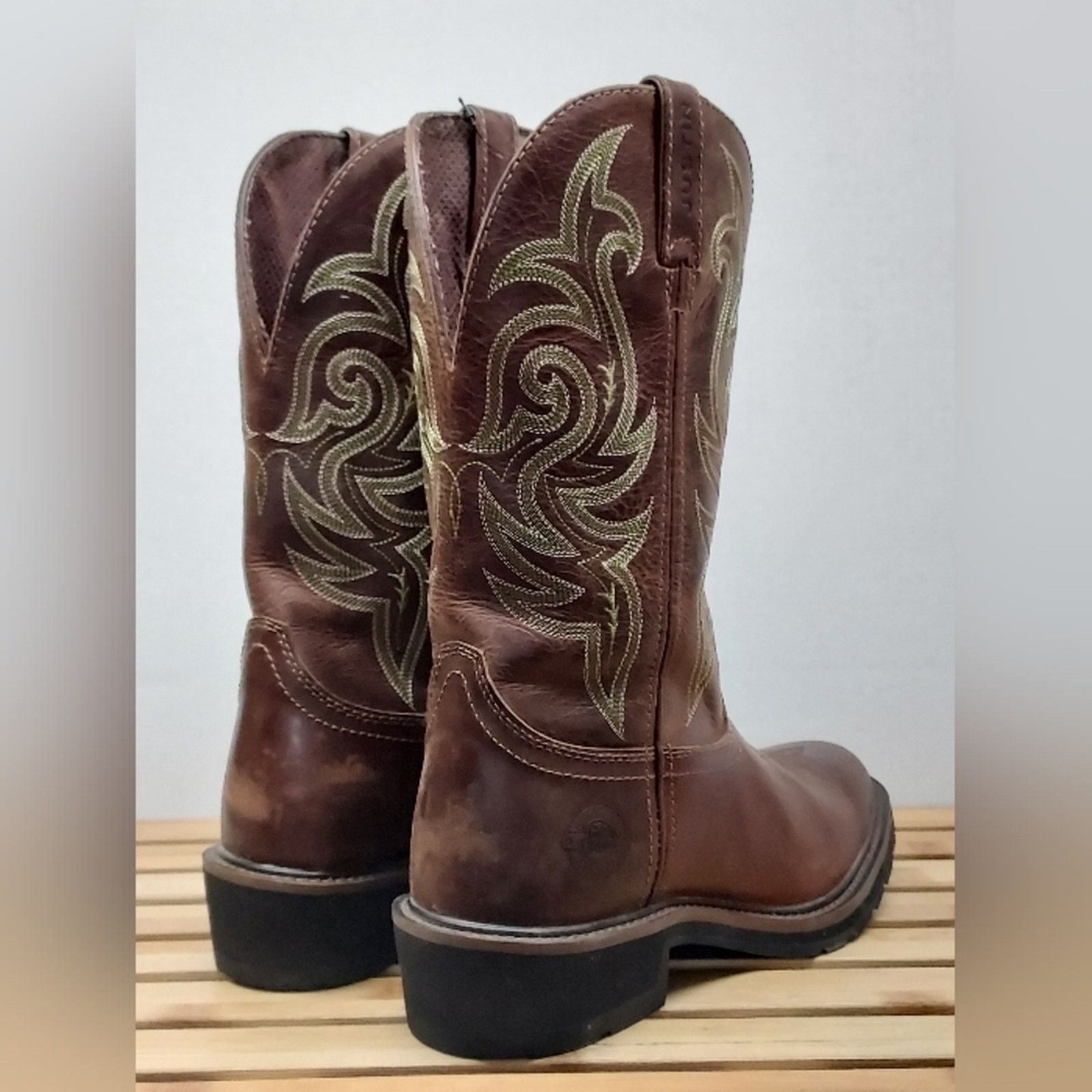 Justin Boots Justin Mens Dark Brown Classic Western Leather Boots Size 9D Size US 9 / EU 42 - 8 Thumbnail