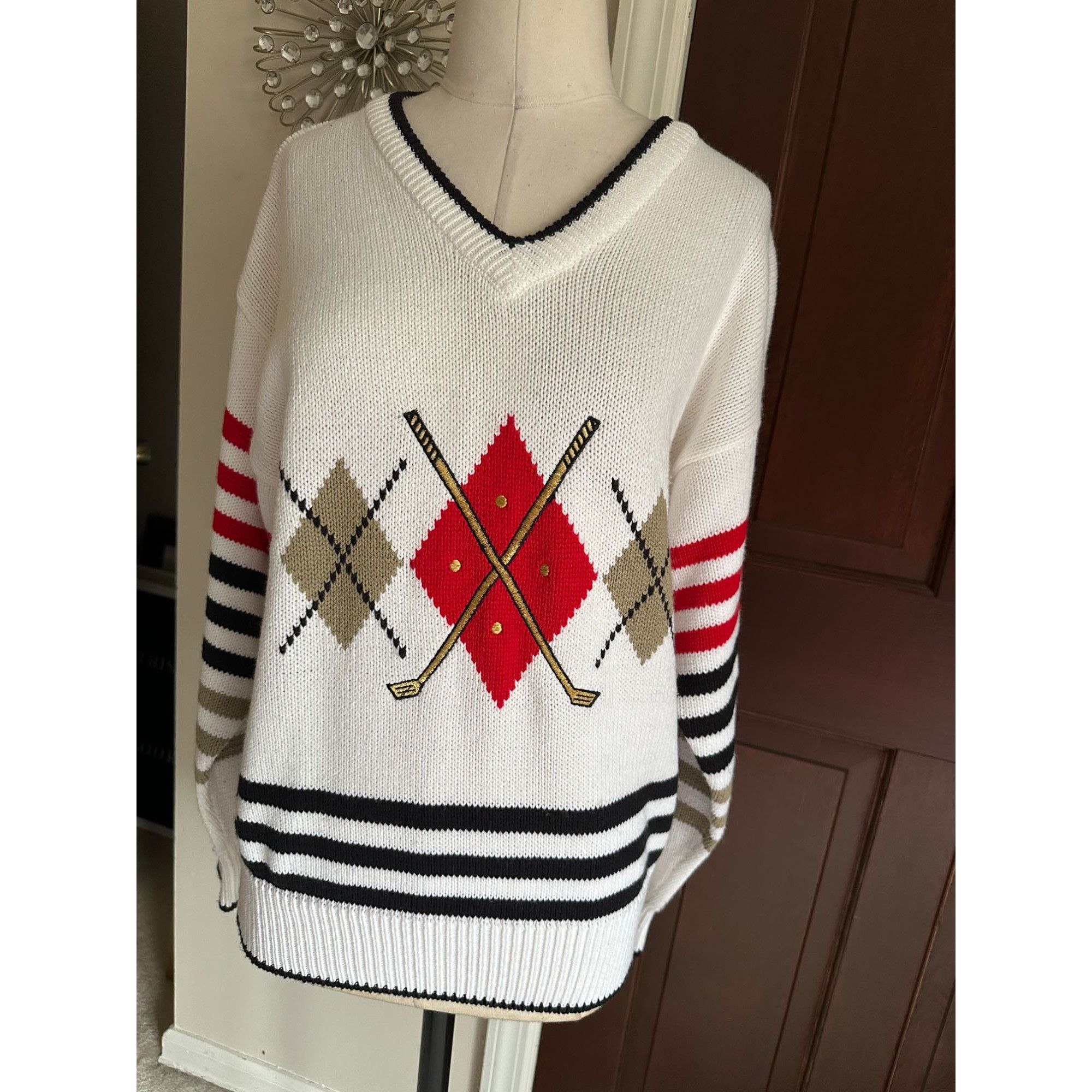 Other Vintage QUANTUM v neck sweater with golf theme Medium Size M / US 6-8 / IT 42-44 - 4 Thumbnail