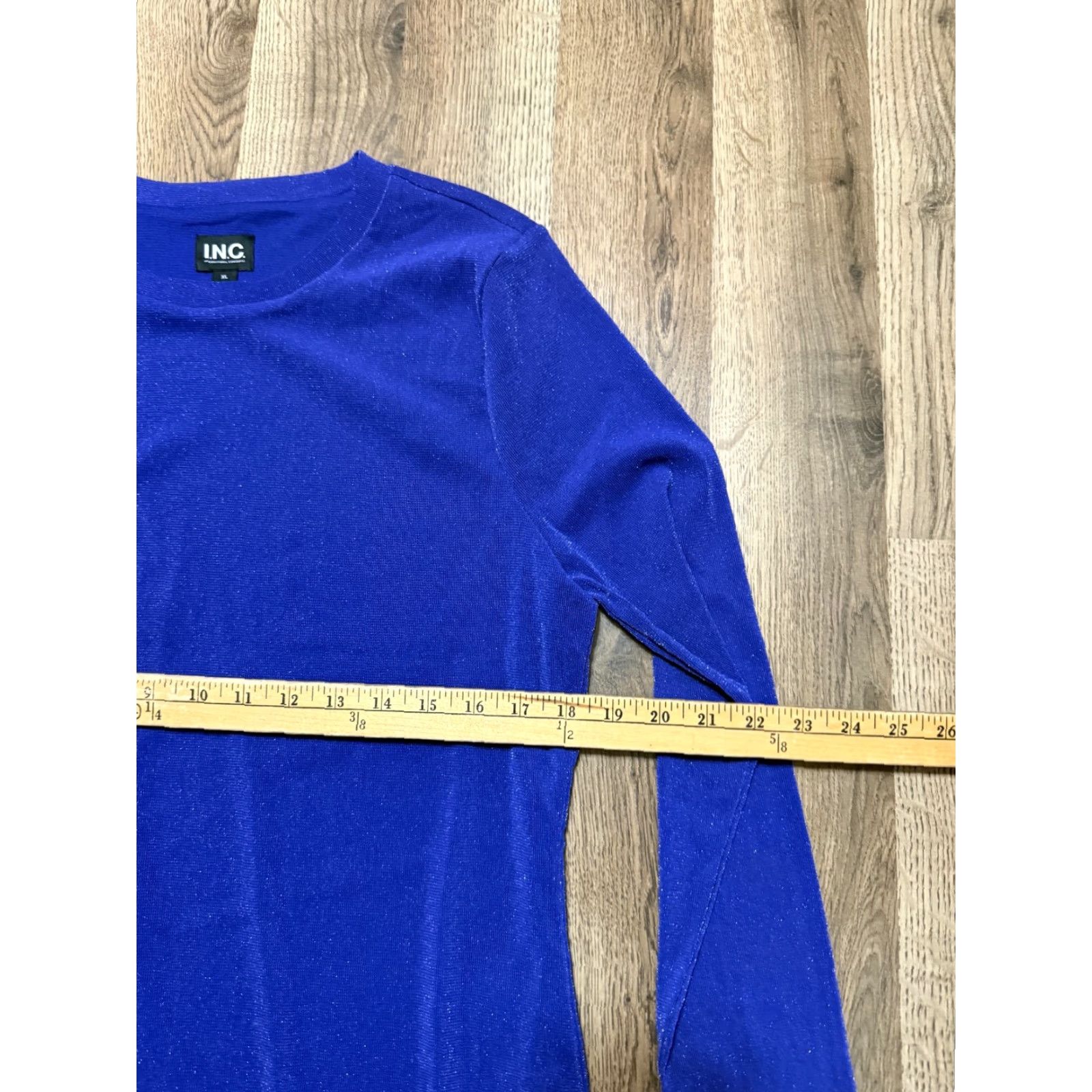 Vintage INC International Concepts Shirt Women's Size XL Blue Sparkly Long Sleeve Size XL / US 12-14 / IT 48-50 - 6 Thumbnail