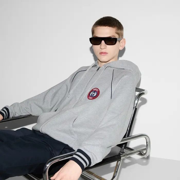 Gucci oc11z0226 Felted Cotton Zipped Jacket Hoodie With Patch Size US XL / EU 56 / 4 - 6 Thumbnail
