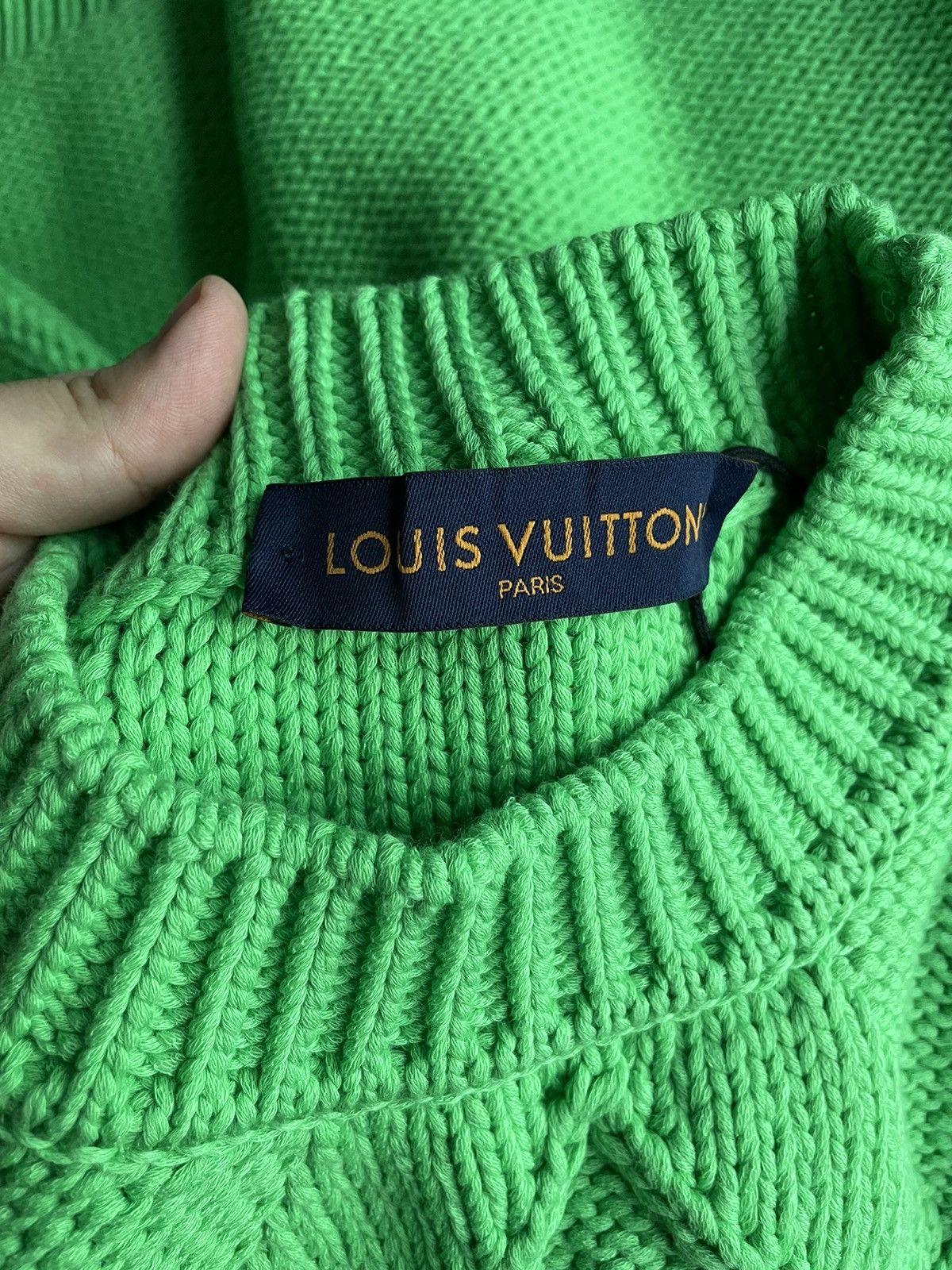 Louis Vuitton Louis Vuitton Green Flower Monogram Hand-Knit Sweater Size US L / EU 52-54 / 3 - 8 Thumbnail