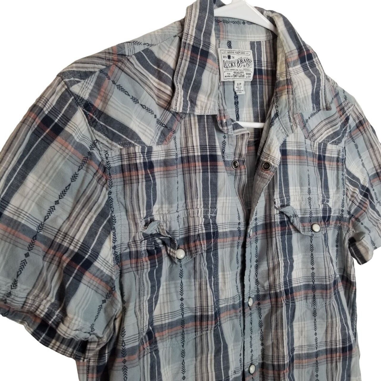 Lucky Brand Lucky Brand Mens Plaid Western Shirt Size S Cowboy Country Size US S / EU 44-46 / 1 - 4 Thumbnail