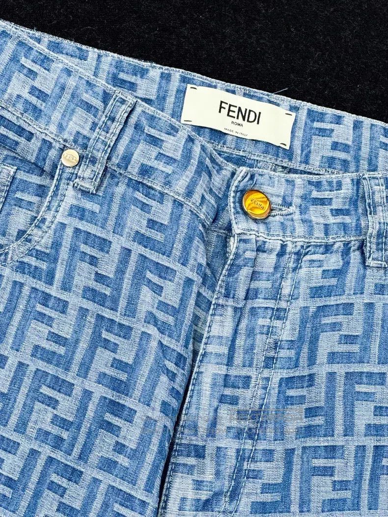 Fendi Fendi Blue Monogram Denim Pants Size 27" / US 4 / IT 40 - 4 Thumbnail