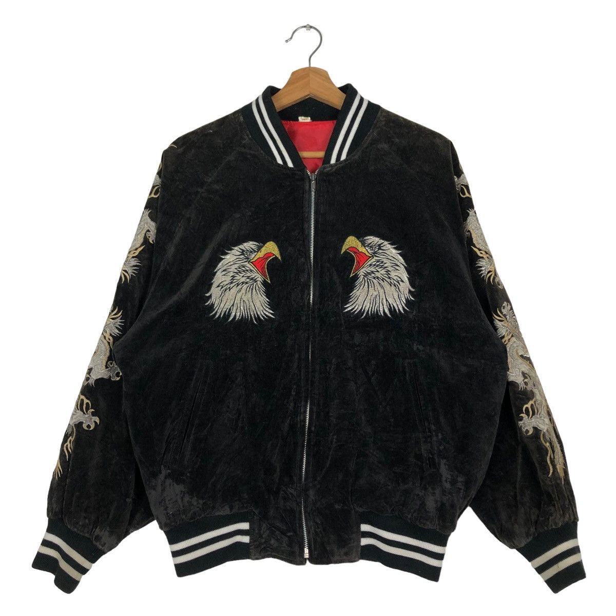 Toyo Enterprises 🔥VINTAGE VELVET SOUVENIR JACKET OVER PRINT JAPAN YOKOSUKA Size US M / EU 48-50 / 2 - 2 Thumbnail