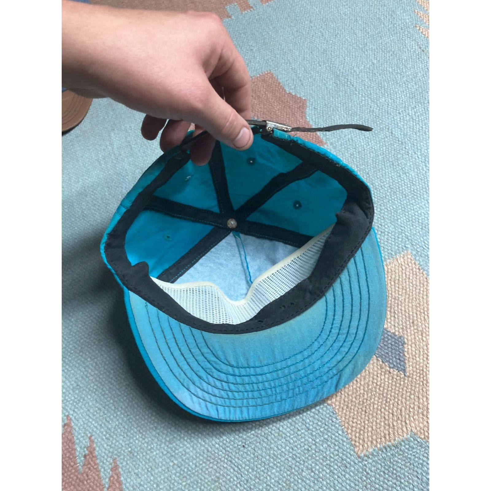 Altea VINTAGE strapback Hat cap nylon lightweight blue teal TD industrial coverings Men Adjustable Blue Strapback Nylon Light Weight Size ONE SIZE - 6 Thumbnail