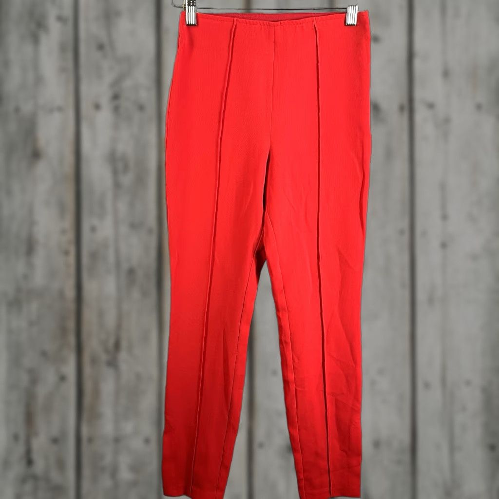 Cinq a Sept Cinq a Sept Womens Pants 00 Red Crepe Ankle Slit High Rise Zip Ruthie Quiet Lux Size 24" / US 00 / IT 34 - 1 Thumbnail