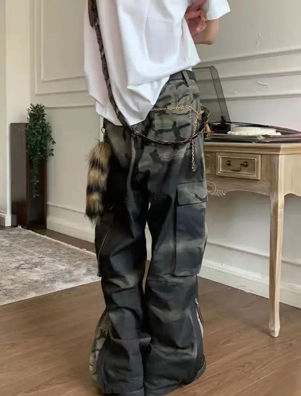 VIBE Gradient Camo Spray Dye Dirty Punk Rock Trousers Size US 32 / EU 48 - 5 Thumbnail