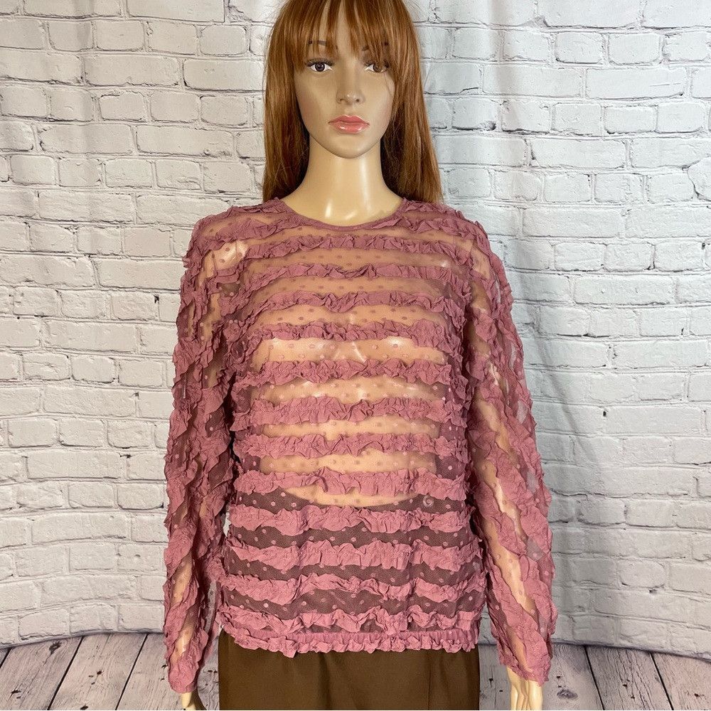 Zara NWT New Zara Frill Ruffled Tulle Blouse Size S Size S / US 4 / IT 40 - 4 Thumbnail