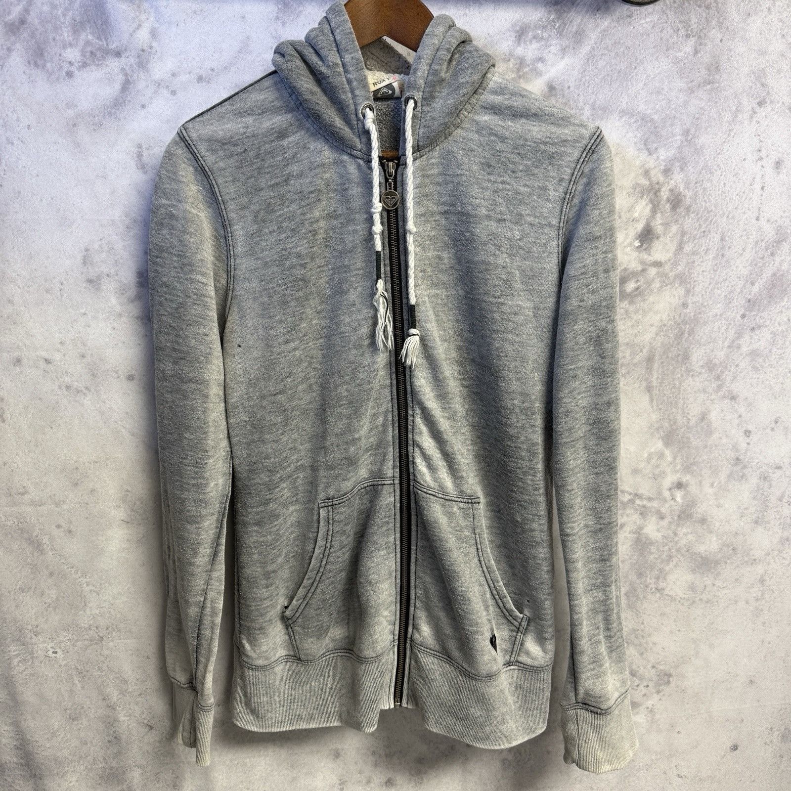 Vintage Roxy Hoodie Sweatshirt Thin Full Zip Gray Womens Large Size L / US 10 / IT 46 - 1 Thumbnail