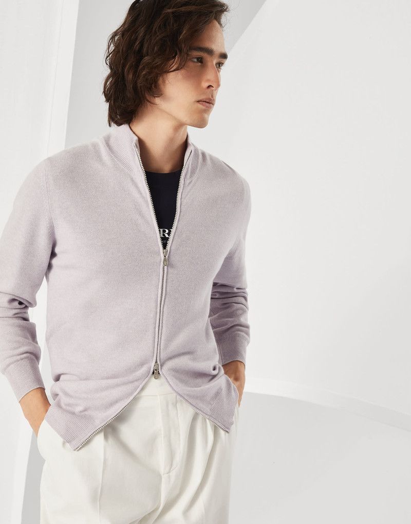 Brunello Cucinelli o1w1db10326 Cashmere Cardigan in Light Purple Size US L / EU 52-54 / 3 - 2 Thumbnail