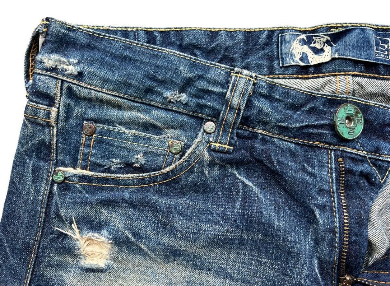 Vintage Blue Japan Distressed Denim Flare Jeans 33x31