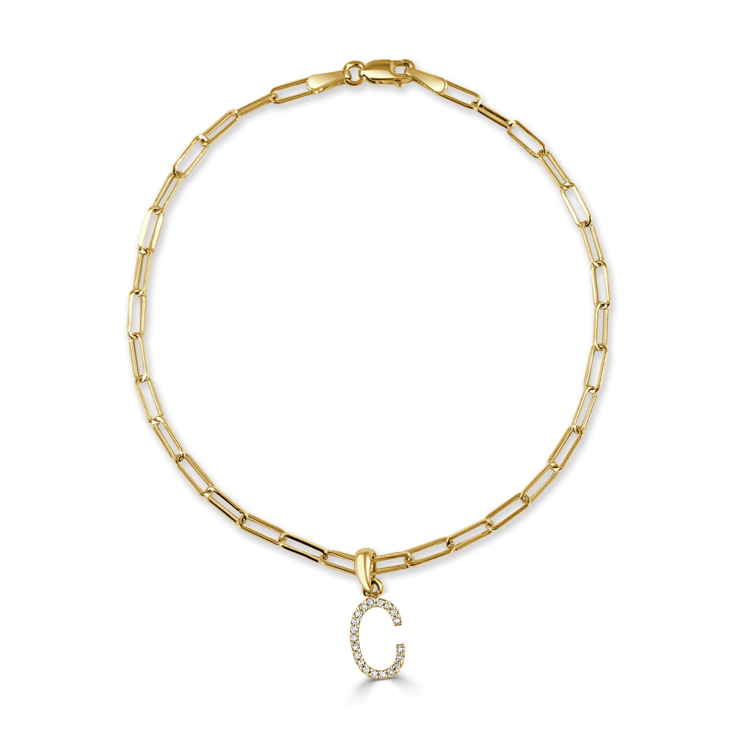 image of Cartier 14K Gold & Diamond Initial "c" Link Bracelet in Yellow, Women's