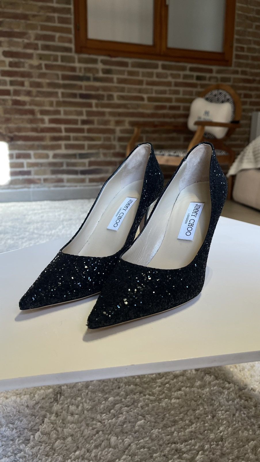 Jimmy Choo Jimmy Choo Black Glitter Pumps Size 39 Size US 9 / IT 39 - 4 Thumbnail