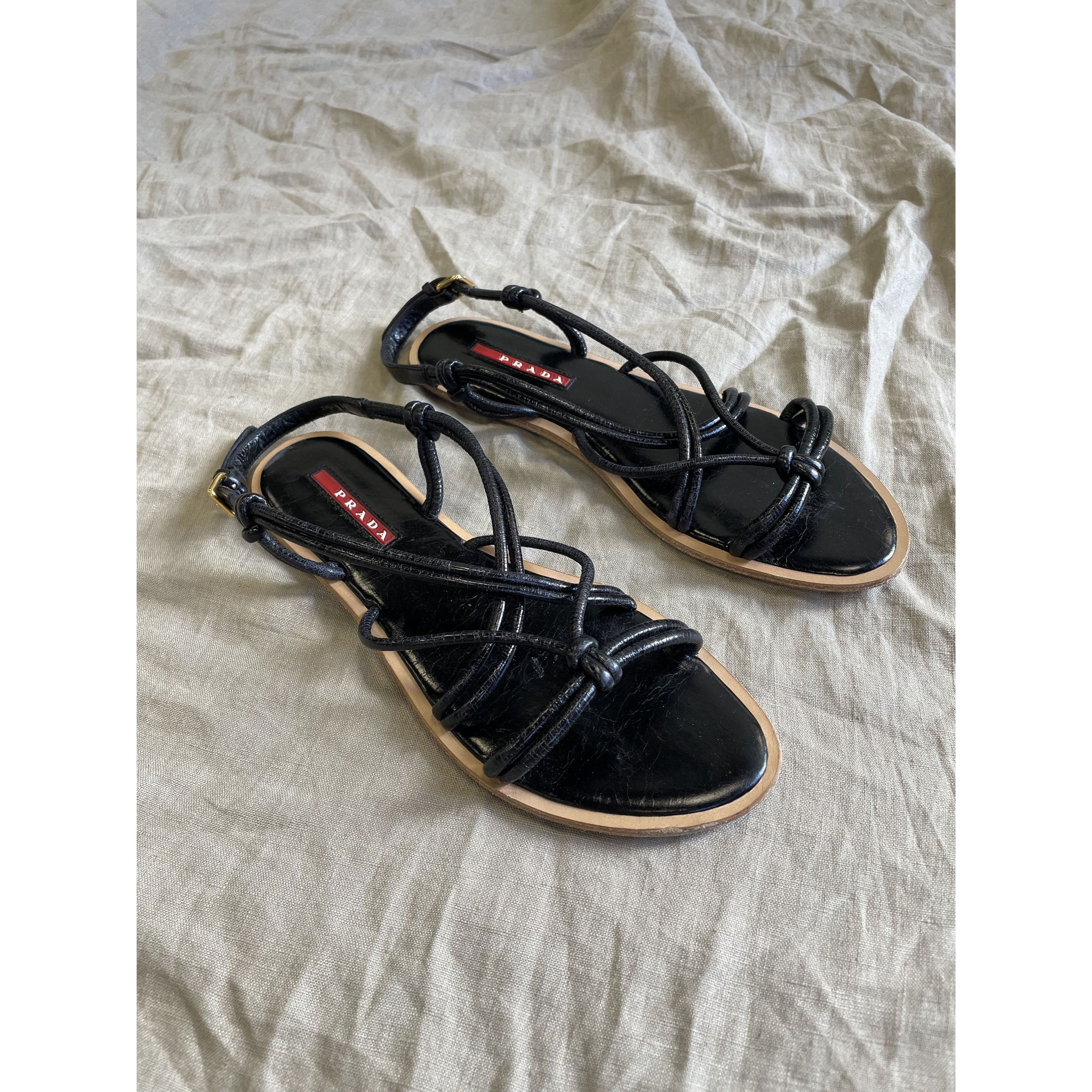 Prada Prada Leather Summer Thong Strap Sandals 6588AC Size US 7 / IT 37 - 1 Thumbnail