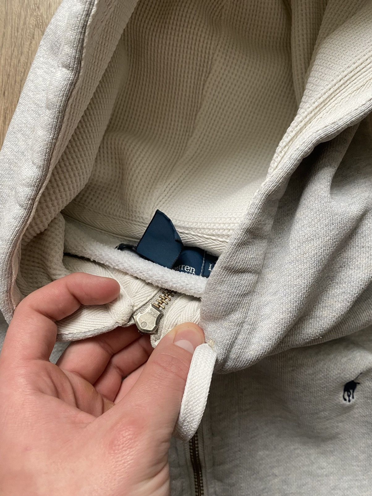 Polo Ralph Lauren × Vintage Vintage Polo Ralph Lauren Y2K tight light grey zip hoodie Size US L / EU 52-54 / 3 - 13 Thumbnail