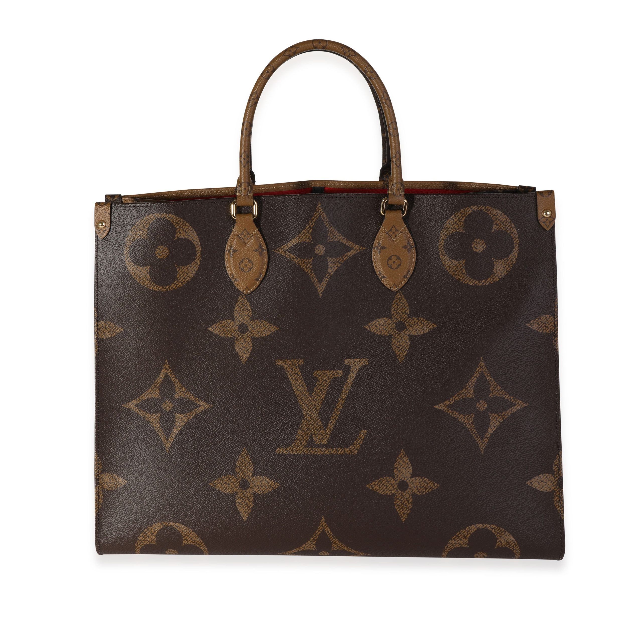 image of Louis Vuitton Brown Monogram & Monogram Reverse Canvas Onthego Gm, Women's