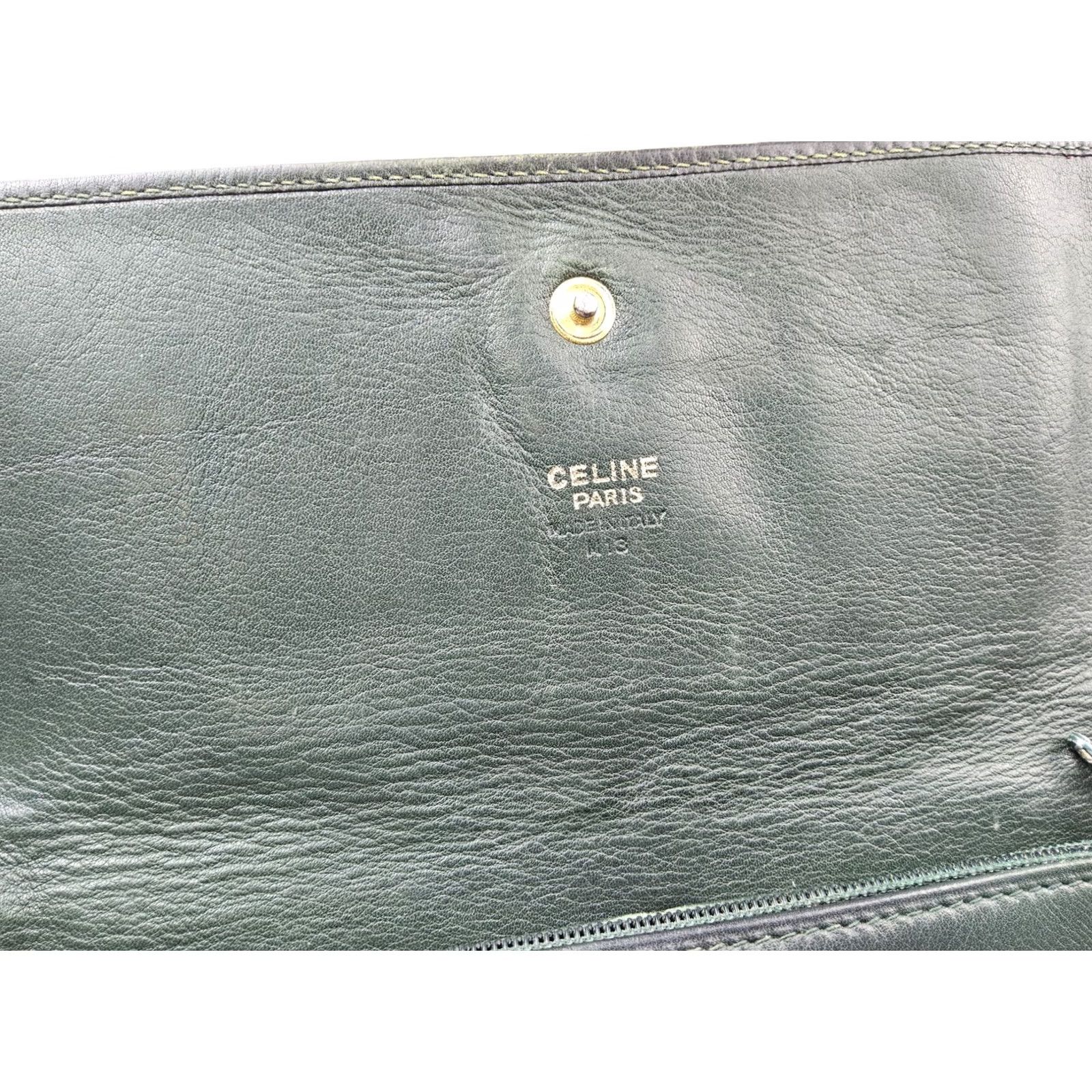 Celine CELINE Leather Accordion Wallet - Green - 7.25x3.5" - Womens - Pre-Owned Size ONE SIZE - 7 Thumbnail