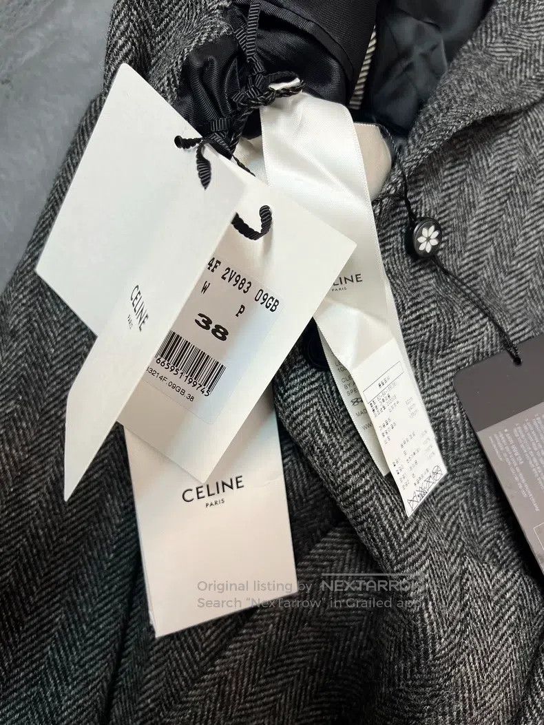 Celine Celine Elbow Leather Patch Herringbone Wool Blazer Size XS / US 0-2 / IT 36-38 - 6 Thumbnail
