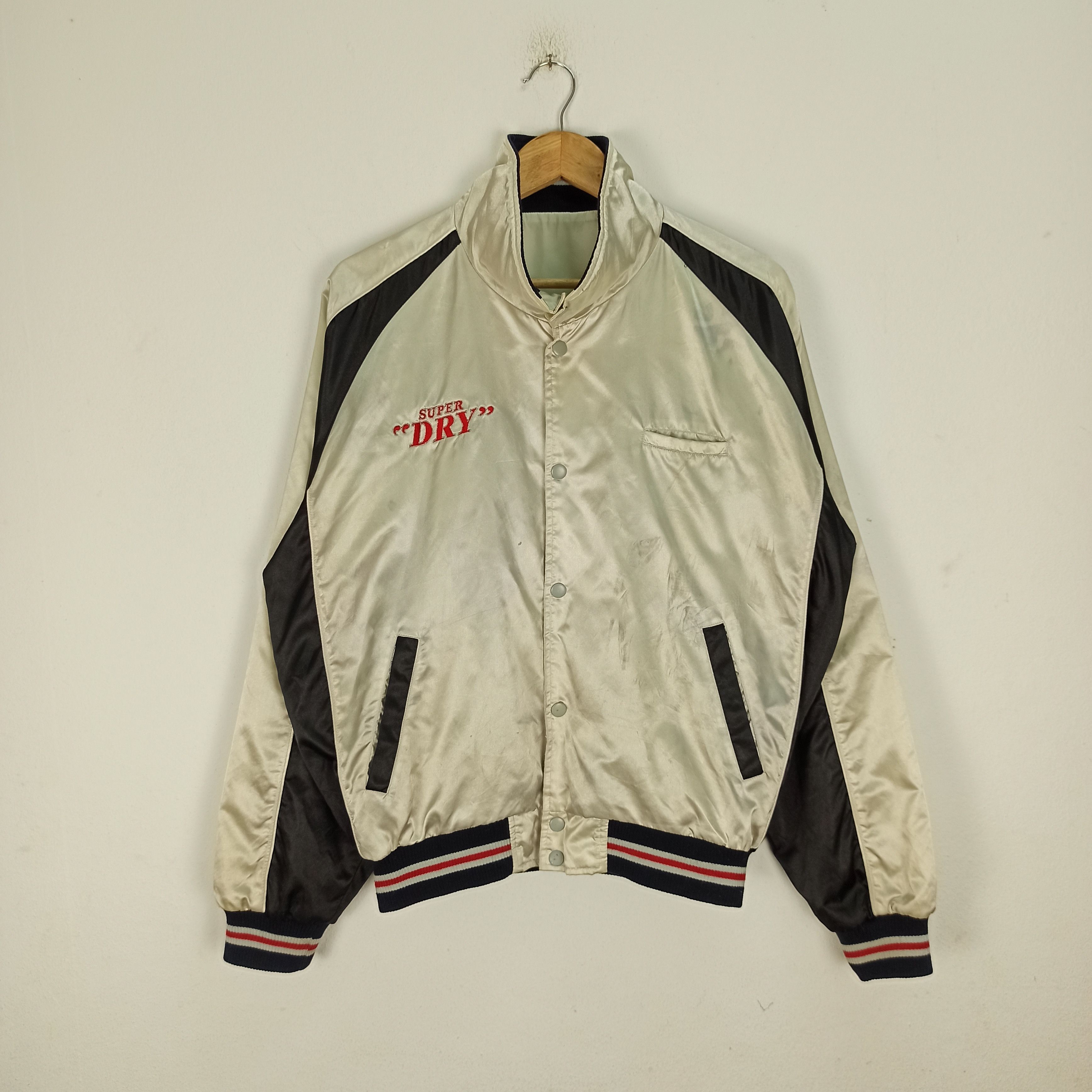 image of Distressed Denim x Superdry Distressed Vintage Super Dry Jacket in White, Men's (Size Large)