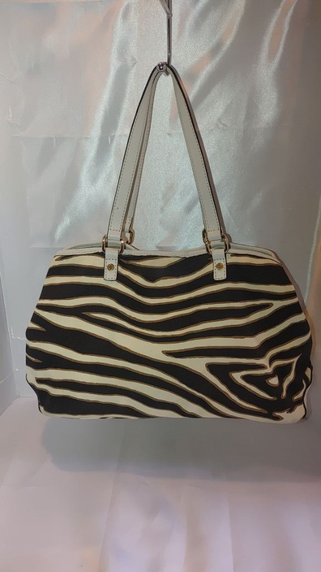 Antonio Maurizi Antonio Melani Zebra Striped Canvas Tote w. Leather Trim Size ONE SIZE - 6 Thumbnail