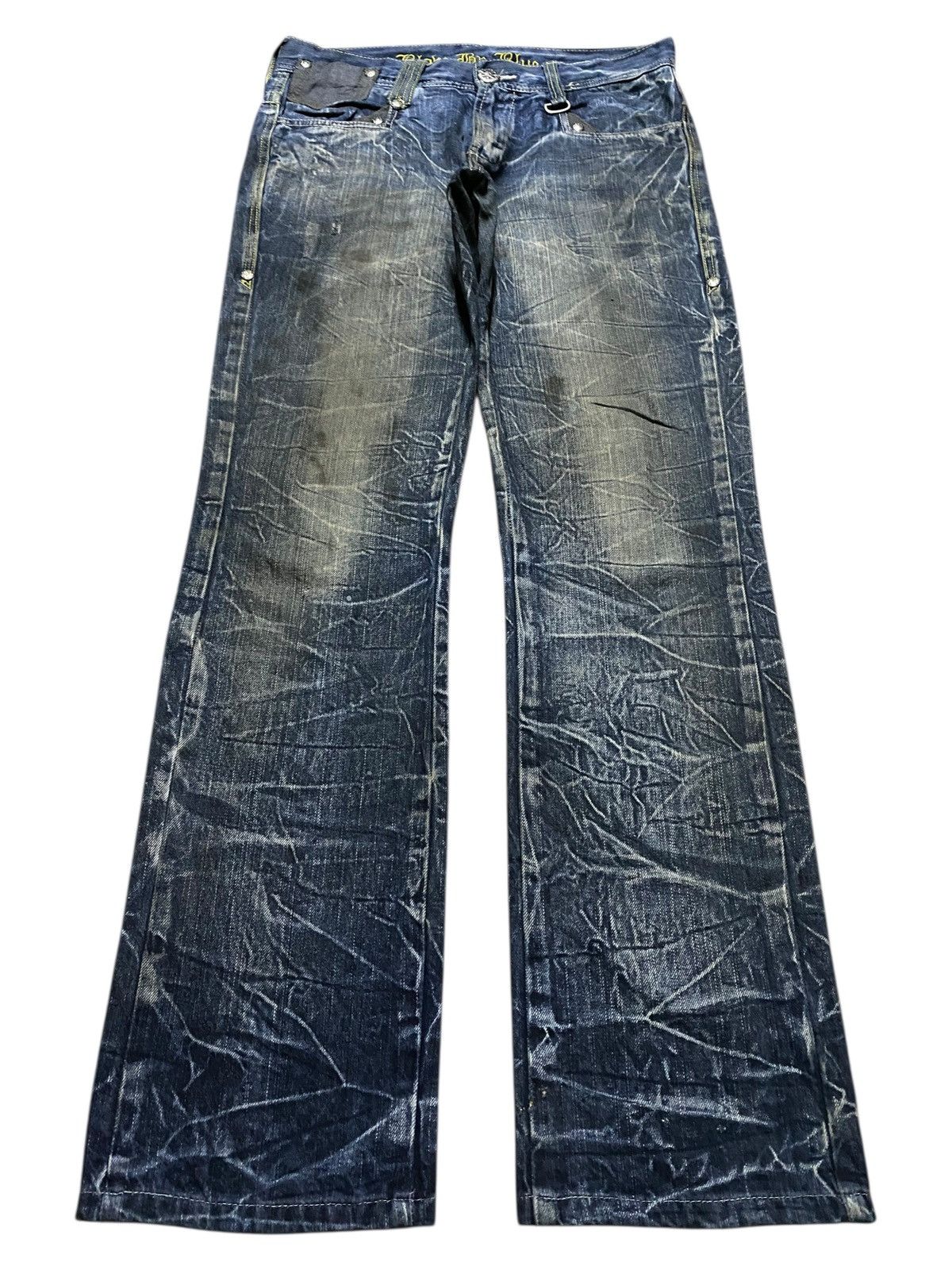 Japanese Brand Vtg Skull Blow By Blue Mud Wash Thunder Avant Garde Jeans Size US 32 / EU 48 - 1 Thumbnail