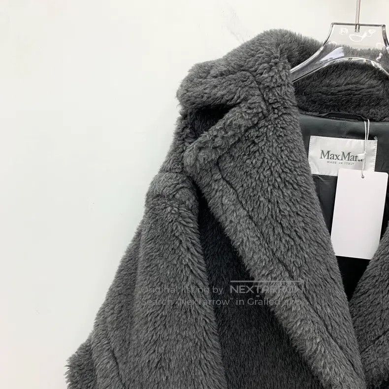 Max Mara Max Mara Dark Gray Teddy Sheep Wool Lapel Double Breasted Size S / US 4 / IT 40 - 3 Thumbnail