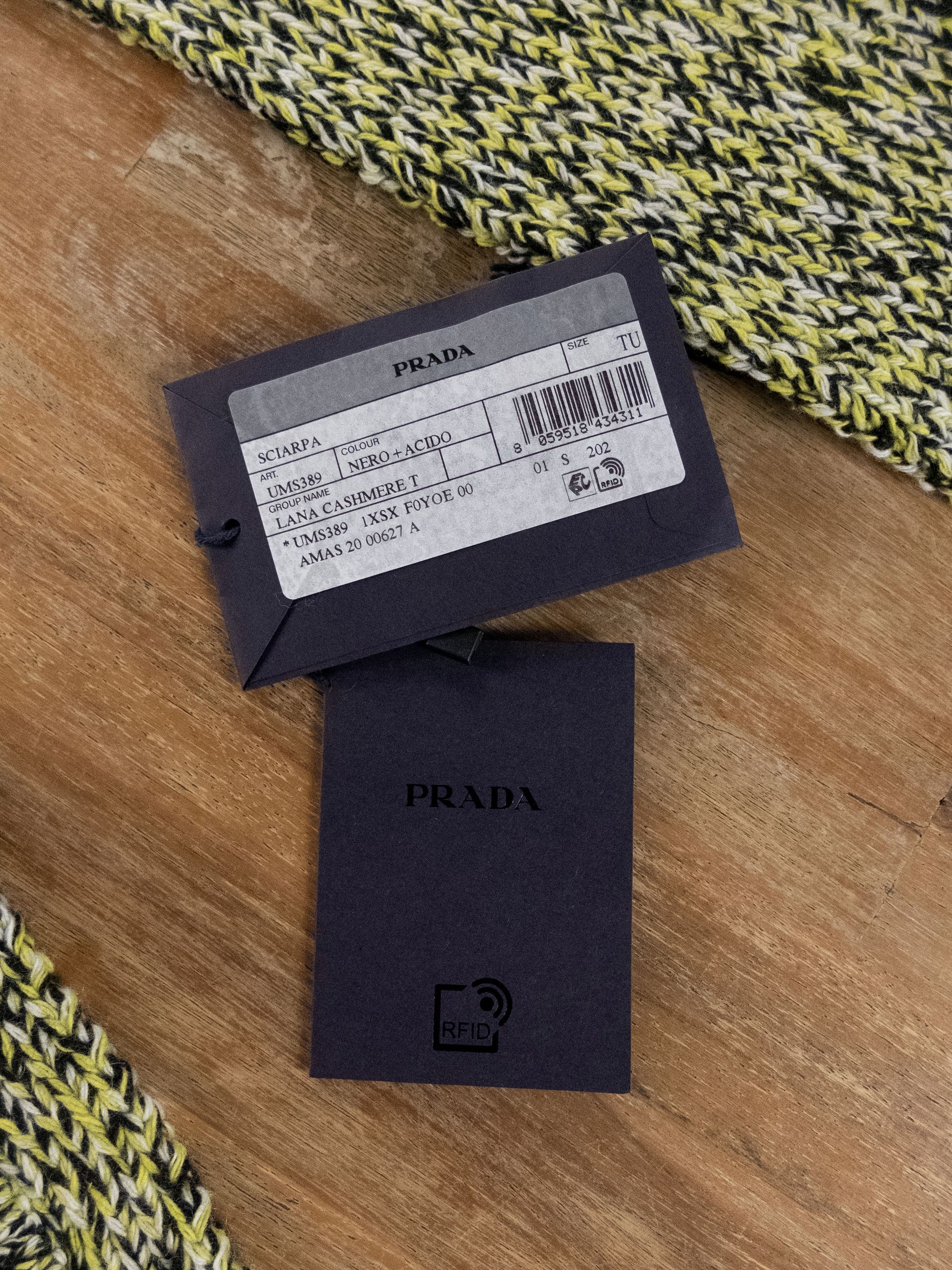 Prada PRADA green & black wool cashmere fringe scarf authentic Size ONE SIZE - 3 Thumbnail