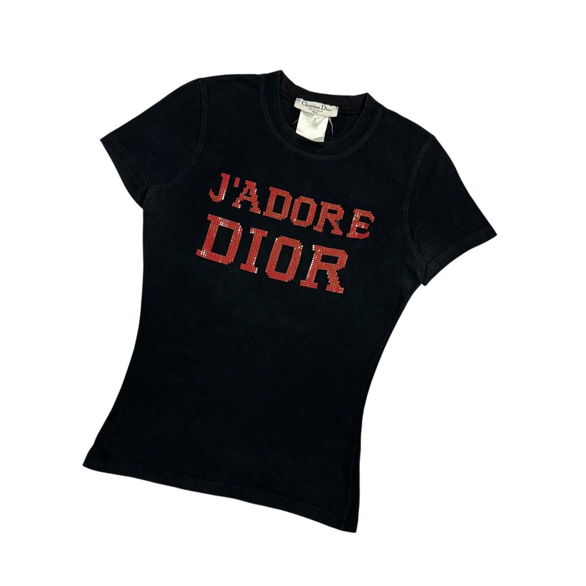 Dior Vtg🔥2003 Christian Dior J’ADORE Big Logo Red Black Studs Tee Size XS / US 0-2 / IT 36-38 - 6 Thumbnail