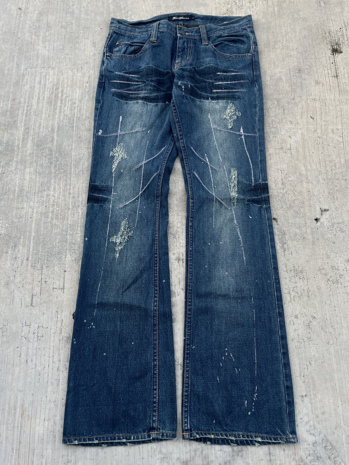 Kapital 💥RARE💥ROOT THREE WHISKER DISTRESSED FLARE JEANS PUNK ARCHIVE Size US 30 / EU 46 - 1 Thumbnail